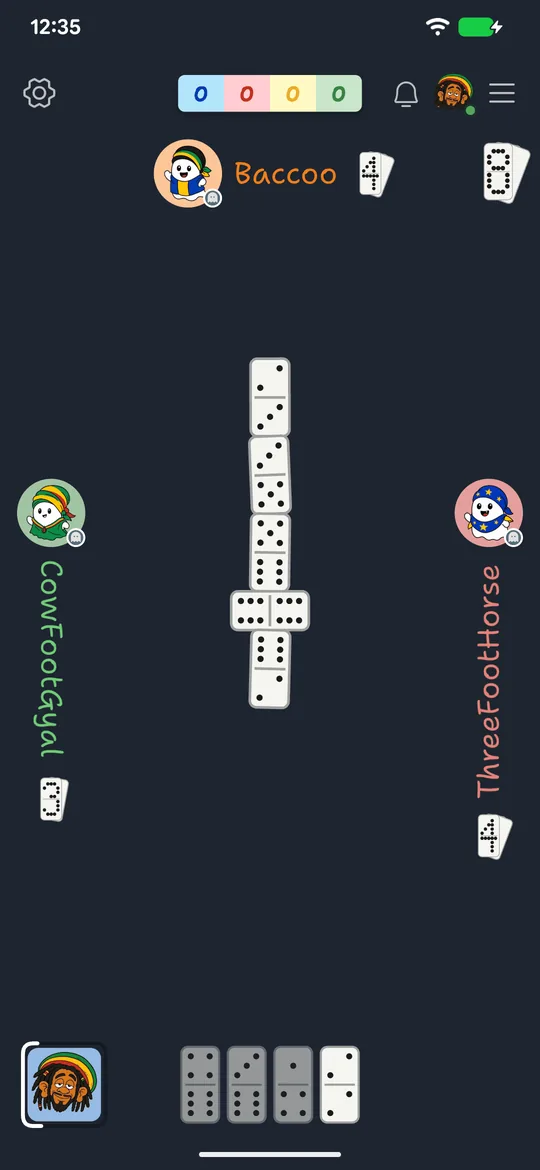 A SixLove hand with playable dominoes highlighted