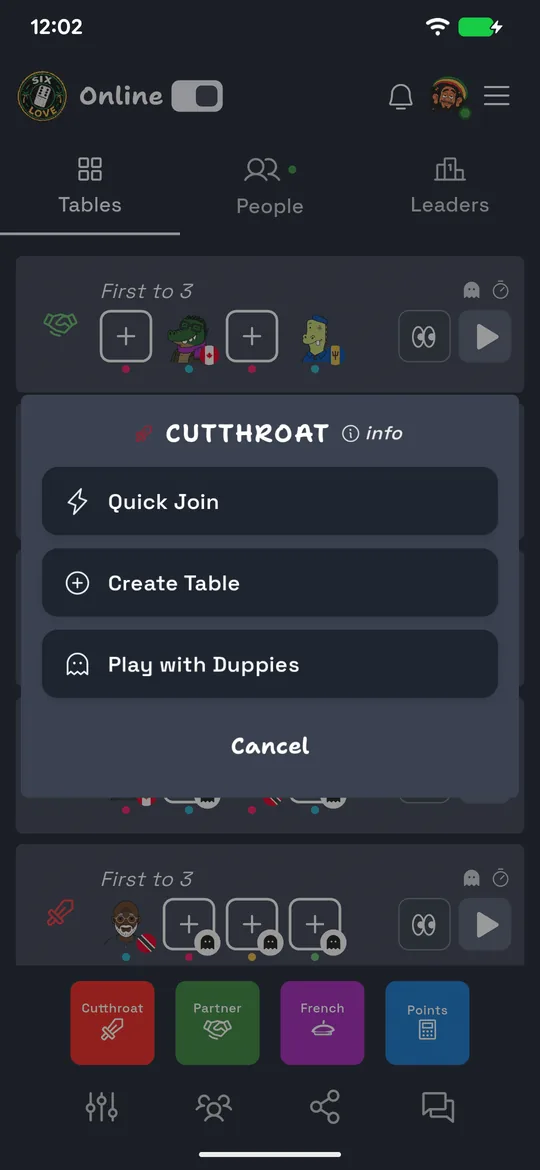 The SixLove start-game dialog